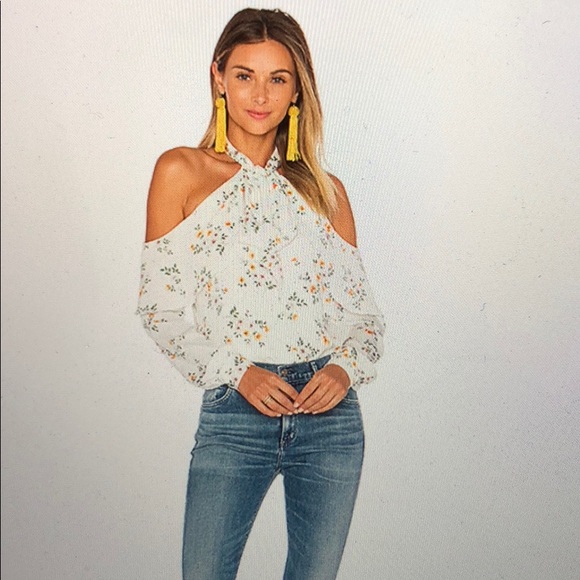 L’academie X Revolve tie neck off shoulder top S - Picture 4 of 6